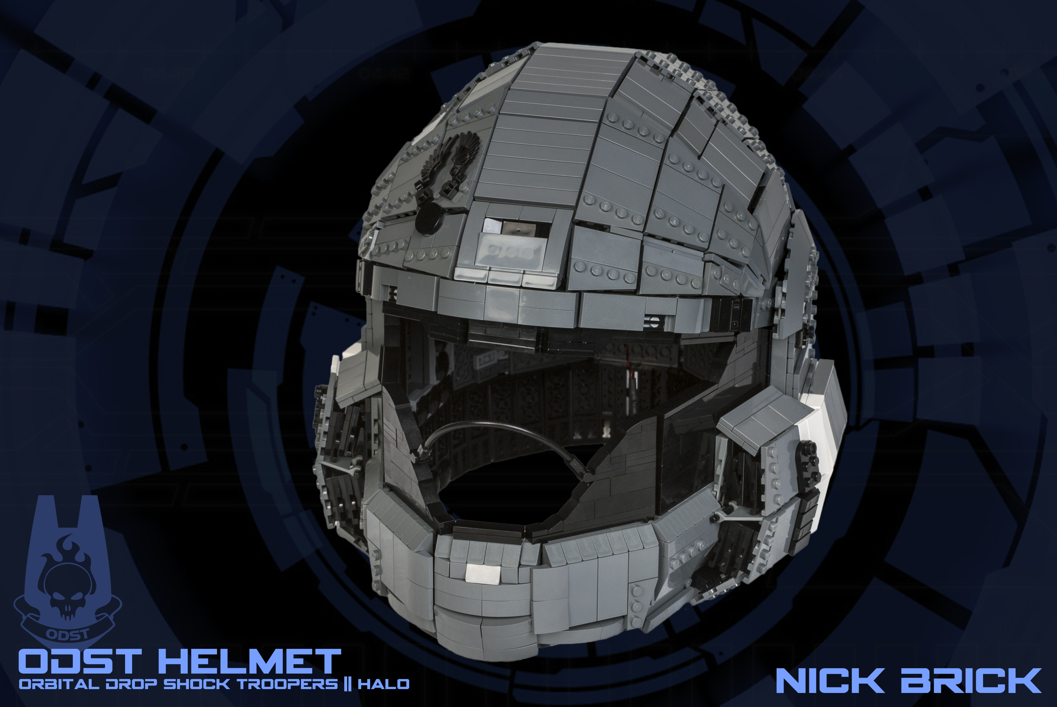 ODST HALO Helmet ricreato in scala 1:1 con i mattoncini LEGO